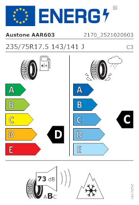 Etichetta per gomma: AUSTONE, AAR 603 235/75 R17.5 143J Quattro-stagioni