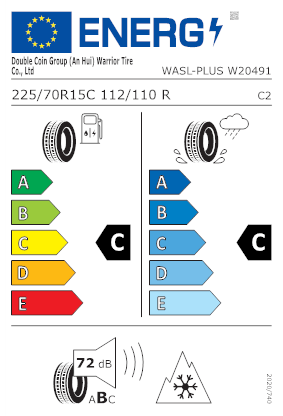 Etichetta per gomma: WARRIOR, WASL PLUS 225/70 R15 112R Invernali