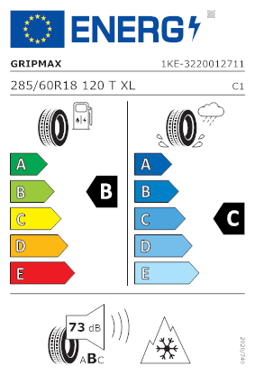 Etichetta per gomma: GRIPMAX, Inception A/T 285/60 R18 120T Quattro-stagioni