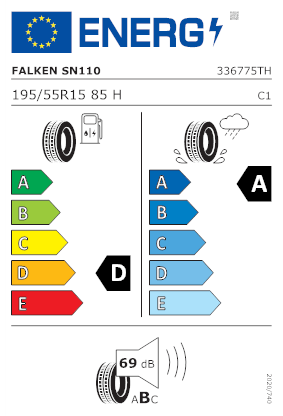 Etichetta per gomma: FALKEN, SINCERA SN-110 195/55 R15 85H Estive