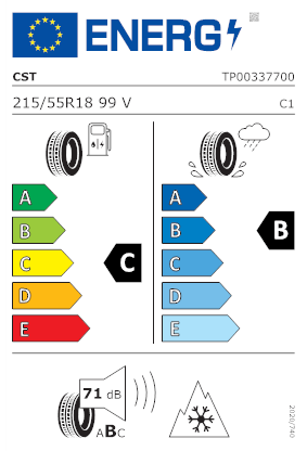 Etichetta per gomma: CST, MEDALLION ALL SEASON ACP1 XL BSW M+S 3PMSF 215/55 R18 99V Estive
