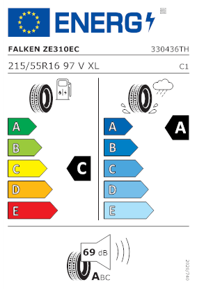Etichetta per gomma: FALKEN, ZIEX ZE310 ECORUN 215/55 R16 97V Estive