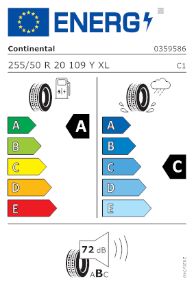 Etichetta per gomma: CONTINENTAL, CROSSCONTACT RX 255/50 R20 109Y Estive