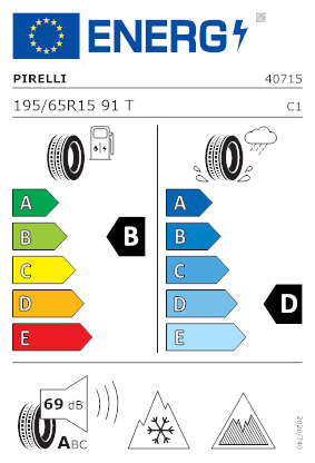 Etichetta per gomma: PIRELLI, ICE ZERO ASIMMETRICO NORDIC COMPOUND BSW M+S 3PMSF 195/65 R15 91T Invernali