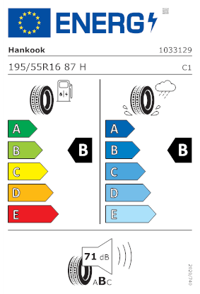 Etichetta per gomma: HANKOOK, KINERGY ECO 2 K435 BSW 195/55 R16 87H Estive