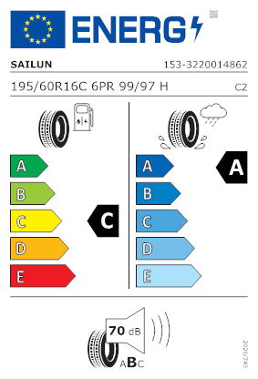 Etichetta per gomma: SAILUN, COMMERCIO PRO 195/60 R16 99H Estive