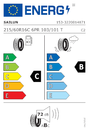 Etichetta per gomma: SAILUN, COMMERCIO PRO LC51 C 6PR BSW 215/60 R16 103T Estive