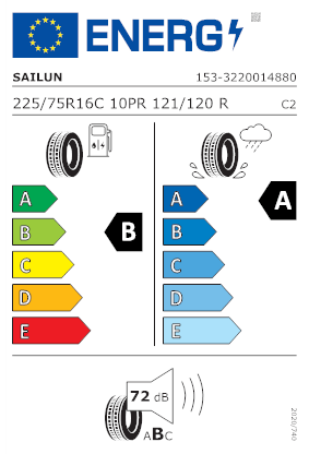 Etichetta per gomma: SAILUN, COMMERCIO PRO 225/75 R16 121R Estive