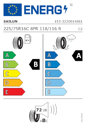 Etichetta per gomma: SAILUN, COMMERCIO PRO LC51 C 8PR BSW 225/75 R16 118R Estive