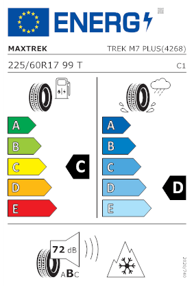 Etichetta per gomma: MAXTREK, TREK M7 PLUS BSW M+S 3PMSF 225/60 R17 99T Invernali