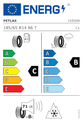 Etichetta per gomma: PETLAS, SNOWMASTER 2 BSW M+S 3PMSF 185/65 R14 86T Invernali