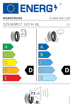 Etichetta per gomma: ROADCRUZA, RA1100 ALL TERRAIN 225/60 R17 103H Quattro-stagioni