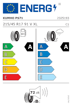 Etichetta per gomma: KUMHO, PS71 ECSTA 215/45 R17 91V Estive