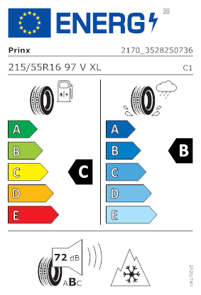 Etichetta per gomma: PRINX, WINTER EXCELIA XL BSW M+S 3PMSF 215/55 R16 97V Invernali