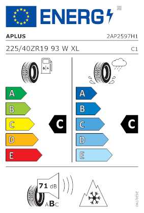 Etichetta per gomma: APLUS, AS909 225/40 R19 93W Quattro-stagioni