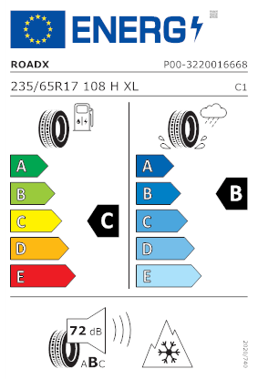 Etichetta per gomma: ROADX, RX MOTION 4S XL M+S 3PMSF 235/65 R17 108H Estive