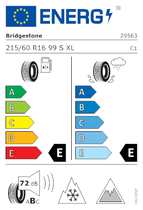 Etichetta per gomma: BRIDGESTONE, BLIZZAK ICE XL 215/60 R16 99S Invernali