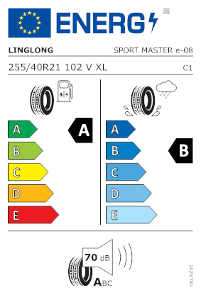 Etichetta per gomma: LINGLONG, SPORT MASTER E 255/40 R21 102V Estive