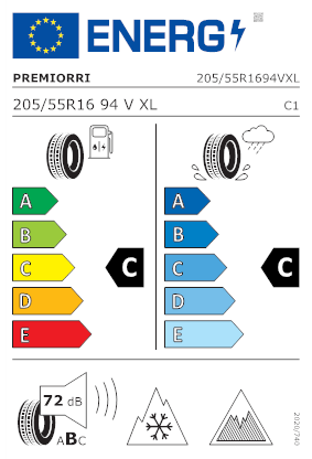 Etichetta per gomma: PREMIORRI, VIMERO 2 205/55 R16 94V Estive
