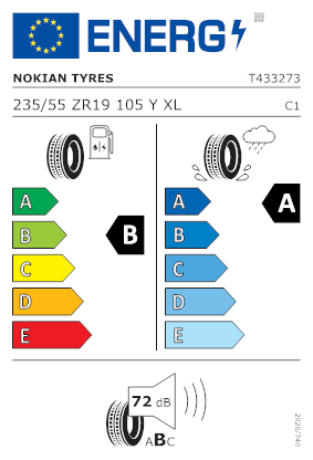 Etichetta per gomma: NOKIAN, POWERPROOF 1 XL BSW 235/55 R19 105Y Estive