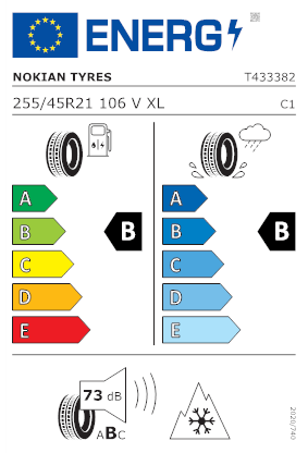 Etichetta per gomma: NOKIAN, SNOWPROOF 2 SUV 255/45 R21 106V Invernali