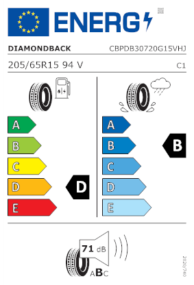 Etichetta per gomma: DIAMONDBACK, RELIAXTOURING DE307 205/65 R15 94V Estive