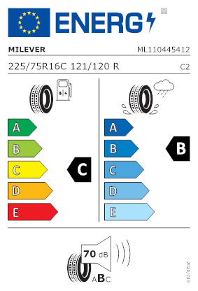 Etichetta per gomma: MILEVER, TRACFORCE ML150 225/75 R16 121R Estive