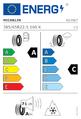 Etichetta per gomma: MICHELIN, X LINE ENERGY T (65) 385/65 R22.5 160K Quattro-stagioni