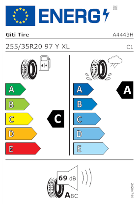Etichetta per gomma: GITI, SPORT S2 255/35 R20 97Y Estive