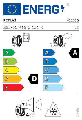 Etichetta per gomma: PETLAS, VANMASTER A/S + 12PR 285/65 R16 131R Estive