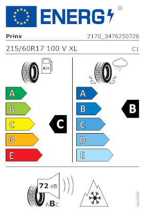 Etichetta per gomma: PRINX, QUATTURA 4S+ XL MFS BSW 215/60 R17 100V Estive