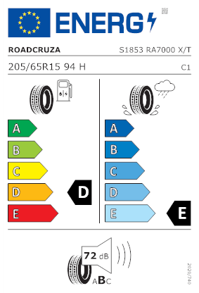 Etichetta per gomma: ROADCRUZA, RA7000 X/T 205/65 R15 94H Estive
