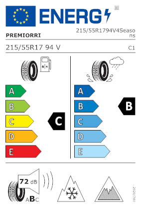 Etichetta per gomma: PREMIORRI, VIMERO 4SEASONS 215/55 R17 94V Estive
