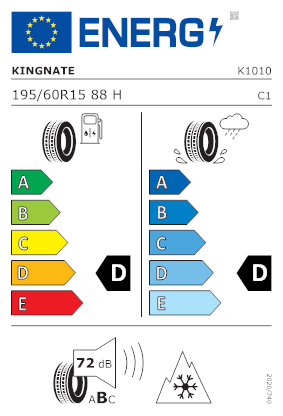 Etichetta per gomma: KINGNATE, ALASKA S03 195/60 R15 88H Invernali
