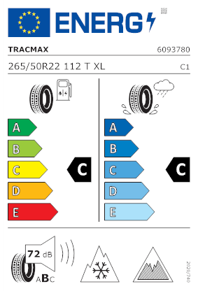 Etichetta per gomma: TRACMAX, X-PRIVILO S360 XL BSW SOFTCOMPOUND 3PMSF 265/50 R22 112T Invernali
