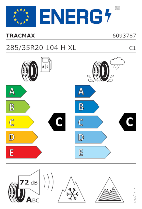 Etichetta per gomma: TRACMAX, X-PRIVILO S360 XL BSW SOFTCOMPOUND 3PMSF 285/35 R20 104H Invernali