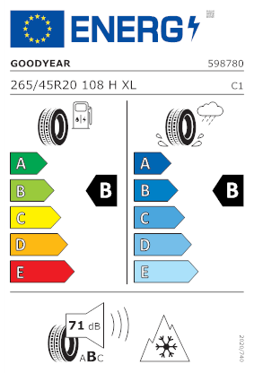 Etichetta per gomma: GOODYEAR, ULTRA GRIP PERFORMANCE 3 XL MO EDR 265/45 R20 108H Invernali