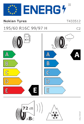 Etichetta per gomma: NOKIAN, SEASONPROOF C1 195/60 R16 99H Estive