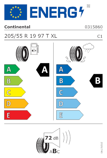 Etichetta per gomma: CONTINENTAL, ECO CONTACT 7 S 205/55 R19 97T Estive