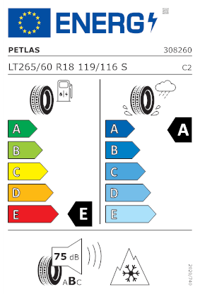 Etichetta per gomma: PETLAS, PEAKLANDER A/T 10PR 265/60 R18 119S Estive