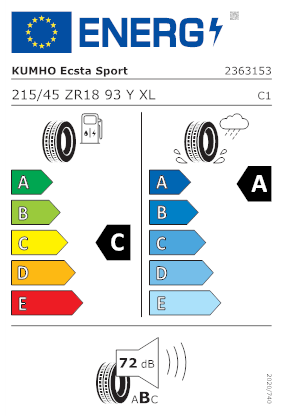 Etichetta per gomma: KUMHO, PS72 ECSTA SPORT 215/45 R18 93Y Estive