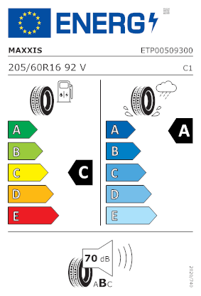 Etichetta per gomma: MAXXIS, Premitra 6 Hp6 205/60 R16 92V Estive