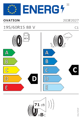 Etichetta per gomma: OVATION, VI-816 M+S 195/60 R15 88V Estive