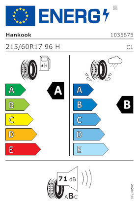Etichetta per gomma: HANKOOK, VENTUS PRIME3 K125 215/60 R17 96H Estive