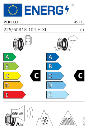 Etichetta per gomma: PIRELLI, ICE FRICTION XL 225/60 R18 104H Invernali