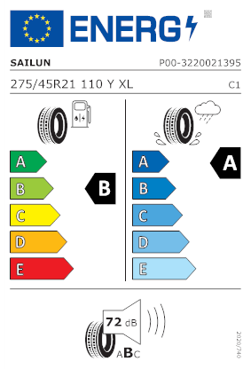Etichetta per gomma: SAILUN, ATREZZO ZSR2 XL SUV 275/45 R21 110Y Estive