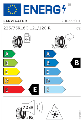 Etichetta per gomma: LANVIGATOR, WINTERGRIP VAN C 10PR BSW M+S 3PMSF 225/75 R16 121R Invernali