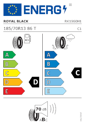 Etichetta per gomma: Royal Black, ROYAL MILE BSW 185/70 R13 86T Estive