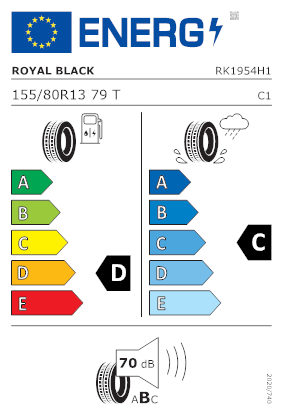Etichetta per gomma: Royal Black, ROYAL MILE 155/80 R13 79T Estive