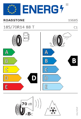 Etichetta per gomma: ROADSTONE, EUROVIS ALPINE 2 185/70 R14 88T Invernali